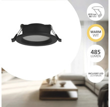 Ronde LED inbouwspot, warm wit, 485 lumen, inclusief lichtbron, inbouwdiameter 70 tot 80 millimeter.