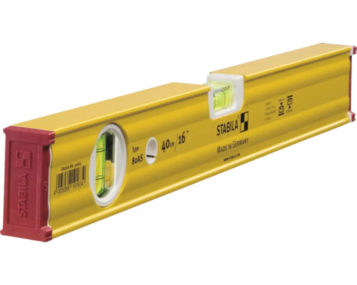 Stabila waterpas type 80 AS, lengte 40 centimeter, gemaakt van aluminium met twee libellen.