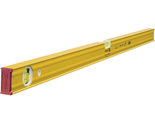 Gele Stabila waterpas 80 AS van aluminium, lengte 100 centimeter, met twee libellen.