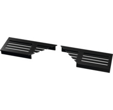 Ventilatierooster eindstukken set, zwart, met horizontale sleuven voor meubels of radiatoren.