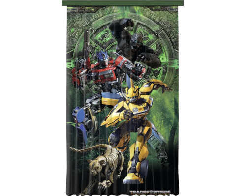 Gordijn met Transformers Rise of the Beasts motief, met Optimus Prime, Bumblebee, Optimus Primal en Cheetor.