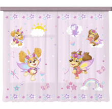 Kindergordijn Paw Patrol Skye als eenhoornfee met sterren, wolken en regenboog.