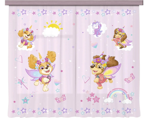 Kindergordijn Paw Patrol Skye als eenhoornfee met sterren, wolken en regenboog.