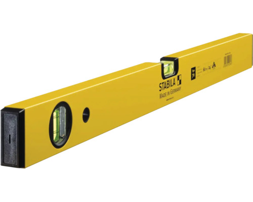 Gele Stabila waterpas Type 70, lengte 60 centimeter, van aluminium met horizontale en verticale libel.