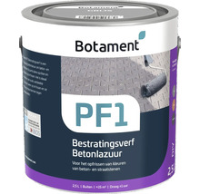 Blik grijze Botament PF1 Bestratingsverf Betonlazuur 2,5 liter voor het opfrissen van beton en straatstenen buiten.