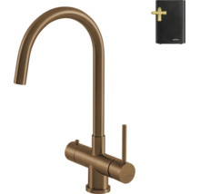 Selsiuz keukenkraan in brons met hoge ronde uitloop en kokendwaterfunctie inclusief boiler.