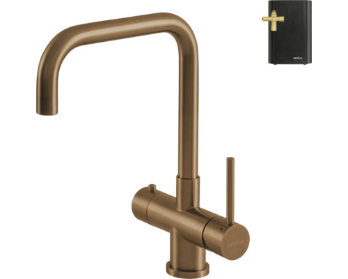 Selsiuz kokendwaterkraan met U-uitloop in bronslook inclusief boiler.