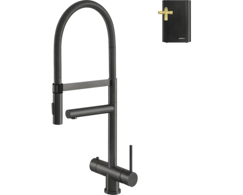 SELSIUZ Kokendwaterkraan Push & Turn 3-in-1 XL gun metal met combi