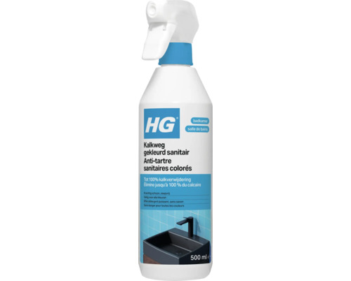HG Kalkweg gekleurd sanitair, 500 milliliter spuitfles, badkamerreiniger voor kalkverwijdering.