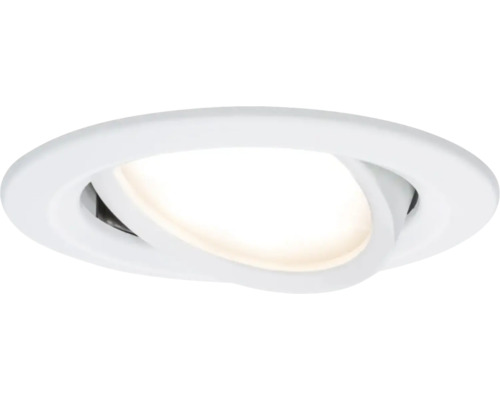Ronde, kantelbare inbouwspot in wit met een geïntegreerde diffuser.