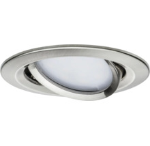 Kantelbare LED-inbouwspot van geborsteld metaal, rond.