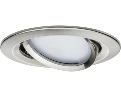 Kantelbare LED-inbouwspot van geborsteld metaal, rond.