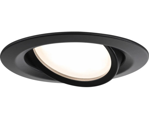 Kantelbare LED inbouwspot in het zwart met een rond ontwerp.