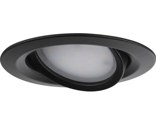Ronde inbouwspot, kantelbaar, in mat zwart.