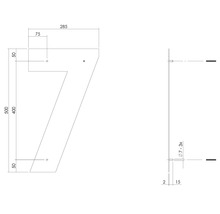 Technische tekening huisnummer 7 met maatvoering
