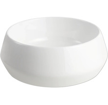 Witte ronde keramische waskom met een modern ontwerp.