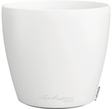 Ronde kunststof plantenpot van het merk Lechuza Deco in wit.