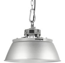 LED High Bay lamp met metalen kap en kettingophanging voor industriële hallen.