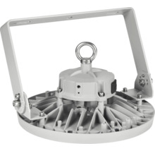 LED-halstraler achteraanzicht met montagebeugel, oogbout en metalen koelribben.