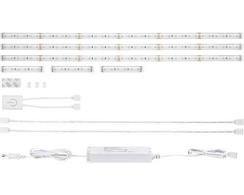 PAULMANN MaxLED 500 LED-strip keukenset met touchschakelaar warmwit 3x60 cm zilver gecoat