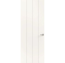Witte binnendeur met vier verticale groeven en een moderne deurklink.