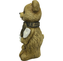 Decoratiefiguur beer met sjaal en sneeuwbal, zijaanzicht, weerbestendig kunststeen.