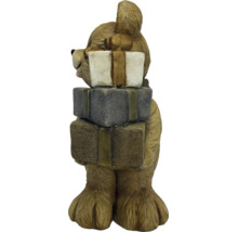 Decoratiefiguur beer met drie gestapelde geschenken voor kerstdecoratie