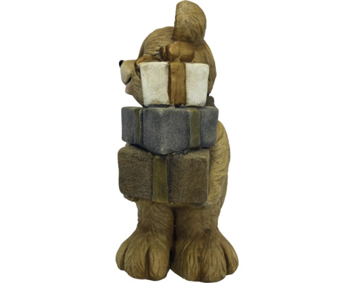 Decoratiefiguur beer met drie gestapelde geschenken voor kerstdecoratie