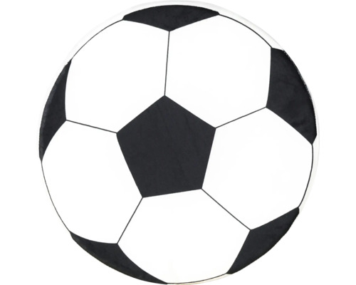 Rond kussen of tapijt met klassiek voetbalpatroon.