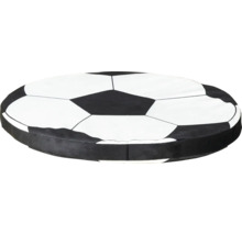 Rond zitkussen met voetbalpatroon.