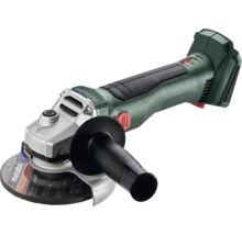 Metabo accu-haakse slijper met borstelloze motor, zijhandgreep en beschermkap.