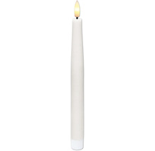 Witte LED-dinerkaars met warmwitte vlam en geribbelde voet