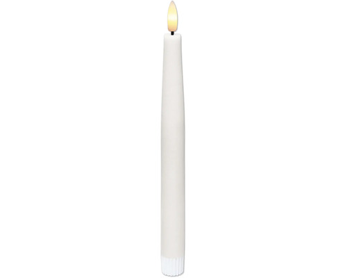 Witte LED-dinerkaars met warmwitte vlam en geribbelde voet