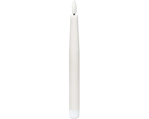 Witte LED-staafkaars met vlamvormige punt.