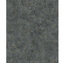 Grijs vliesbehang in betonlook met gestructureerd oppervlak en goudkleurige metallic accenten.