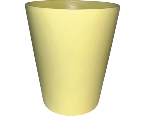 Gele bloempot in conische vorm met een matte afwerking.