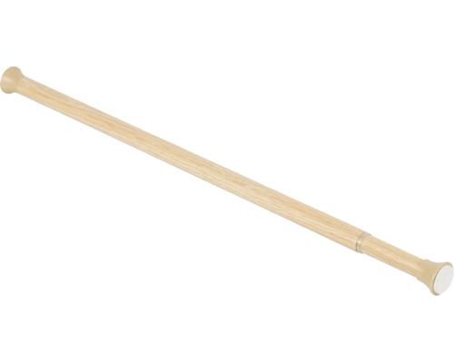 Houten gordijnroede met eindknoppen.