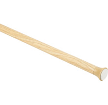 Gordijnroede van hout met zichtbare nerf en ronde eindkap.