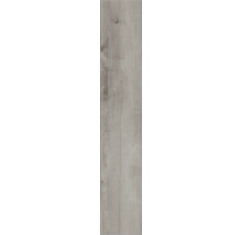 Laminaatvloer plank in grijze houtlook met noesten en houtnerf.