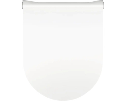 Witte wc-bril in D-vorm van kunststof met wrap-over deksel.