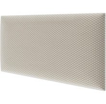 Rechthoekig wandkussen in beige met een getextureerd geometrisch honingraatpatroon.