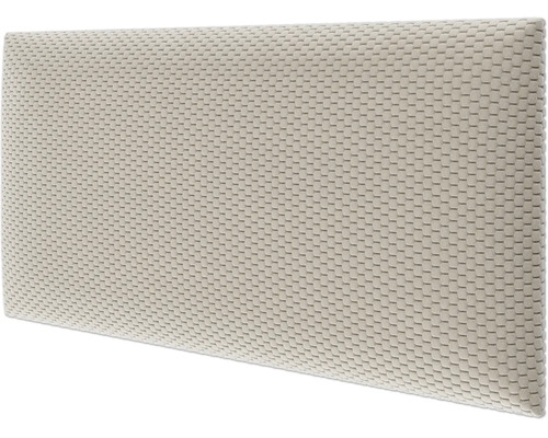 Rechthoekig wandkussen in beige met een getextureerd geometrisch honingraatpatroon.