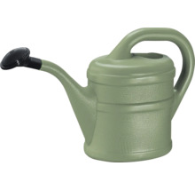 Groene kunststof gieter met zwarte broeskop.