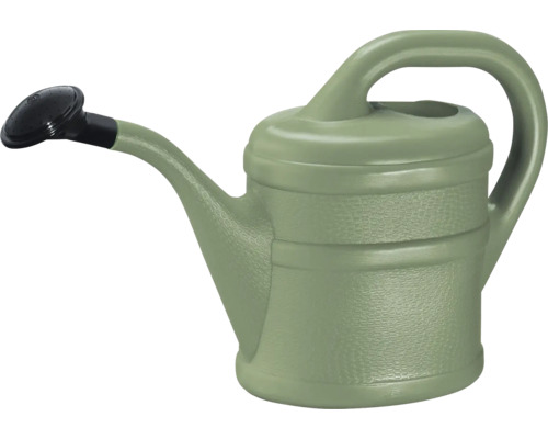 Groene kunststof gieter met zwarte broeskop.