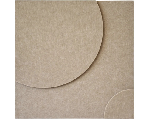 Akoestisch paneel van vilt in beige, vierkant met cirkelvormig reliëfpatroon.