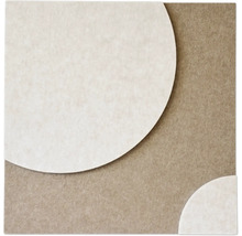 Detailopname van een gestructureerd oppervlak met ronde elementen van vilt of vezelmateriaal.