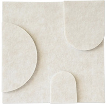 Akoestisch paneel van vilt met geometrisch 3D-reliëfpatroon in beige