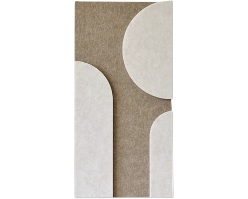 Getextureerde wandbekleding met abstracte ronde vormen en een vezelig oppervlak.
