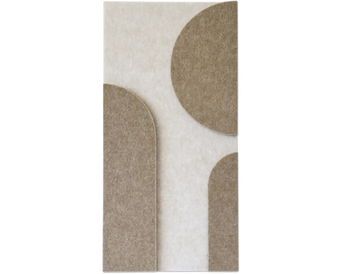 Akoestisch paneel van vilt met geometrisch patroon van bogen en cirkels voor geluidsisolatie en wanddecoratie.