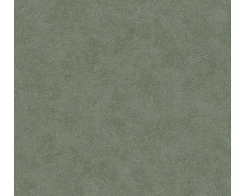 Groen vliesbehang met fijne pleisterstructuur.